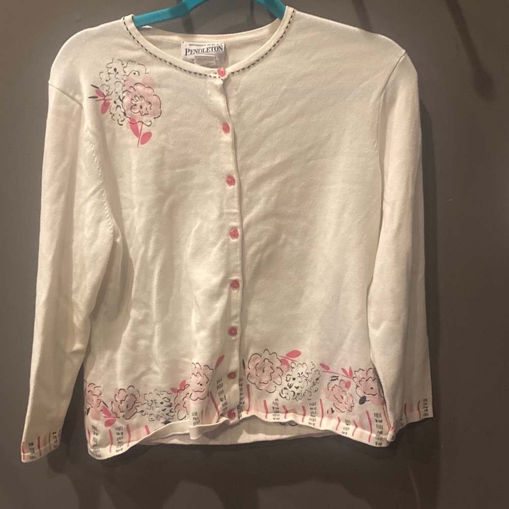 Pendleton size small cute floral cardigan sweater great condition cotton blend